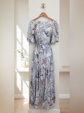 Jaase Floral Off-Shoulder Smocked Maxi Dress - Size S
